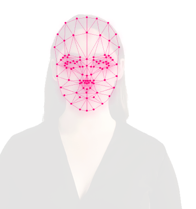 Image of a woman having her face patterns being recognized