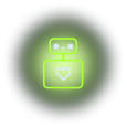 icon of a green robot with a heart drawn on its chest